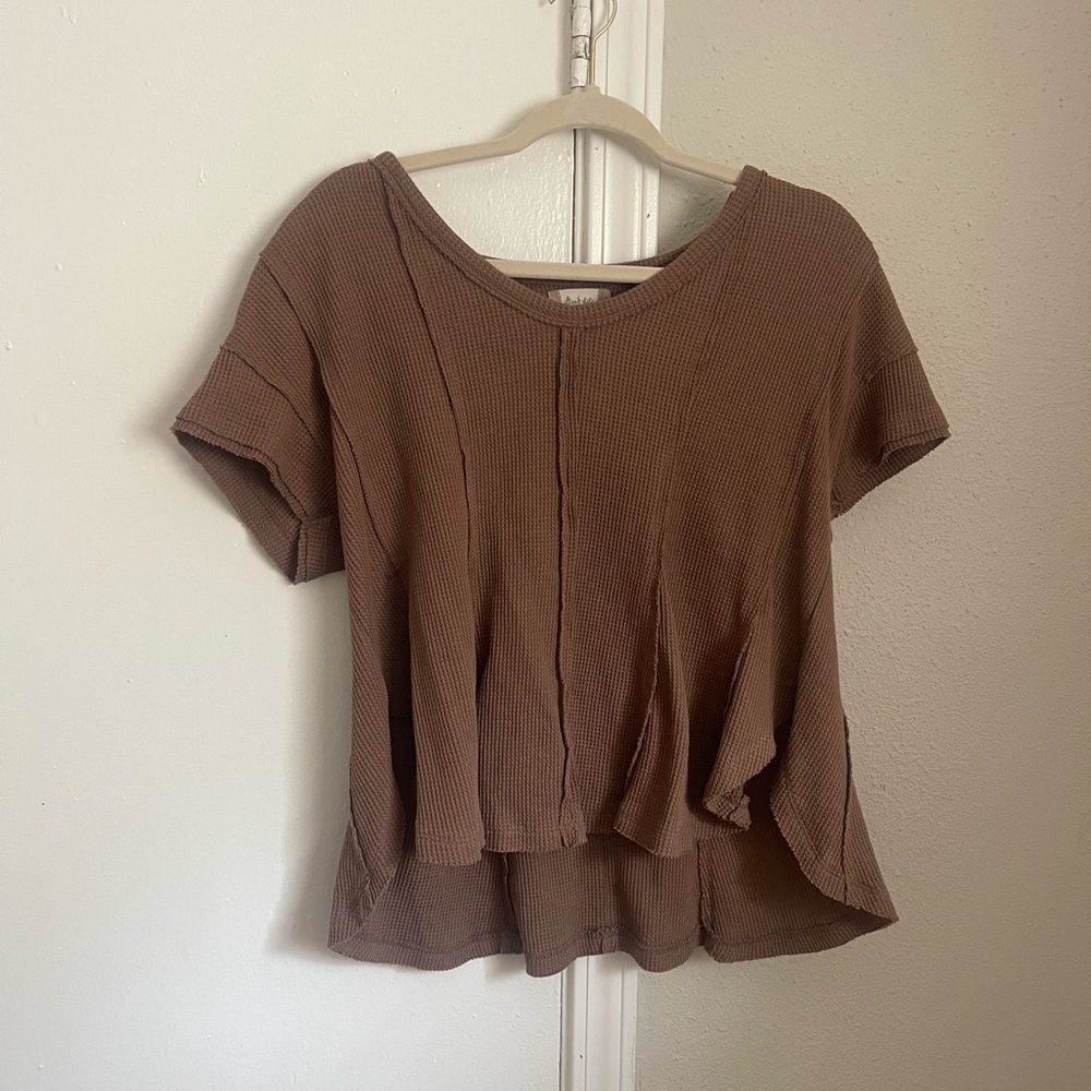 Altar'd State Brown Boxy Short Sleeve T-Shirt